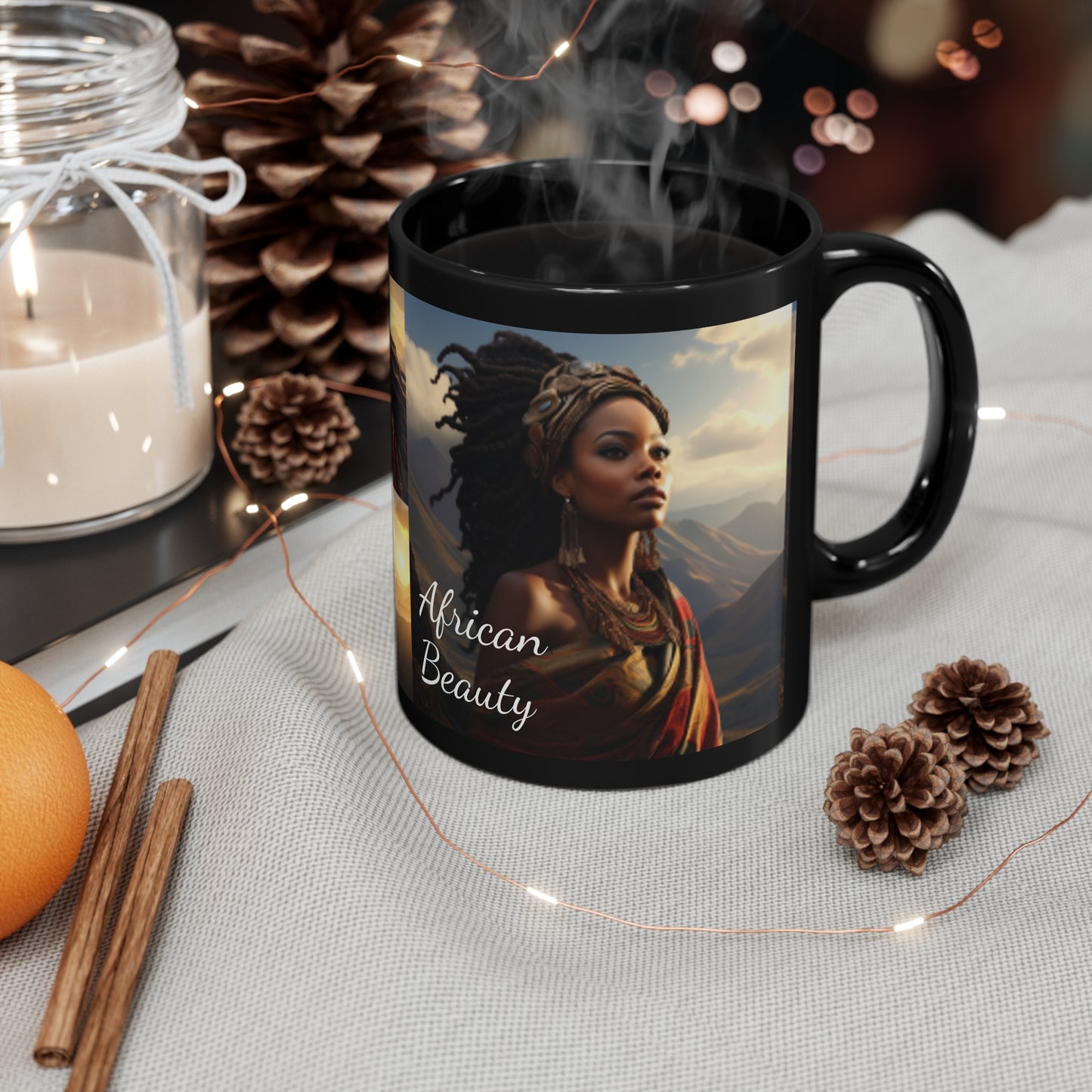 African Beauty,11oz Black Mug