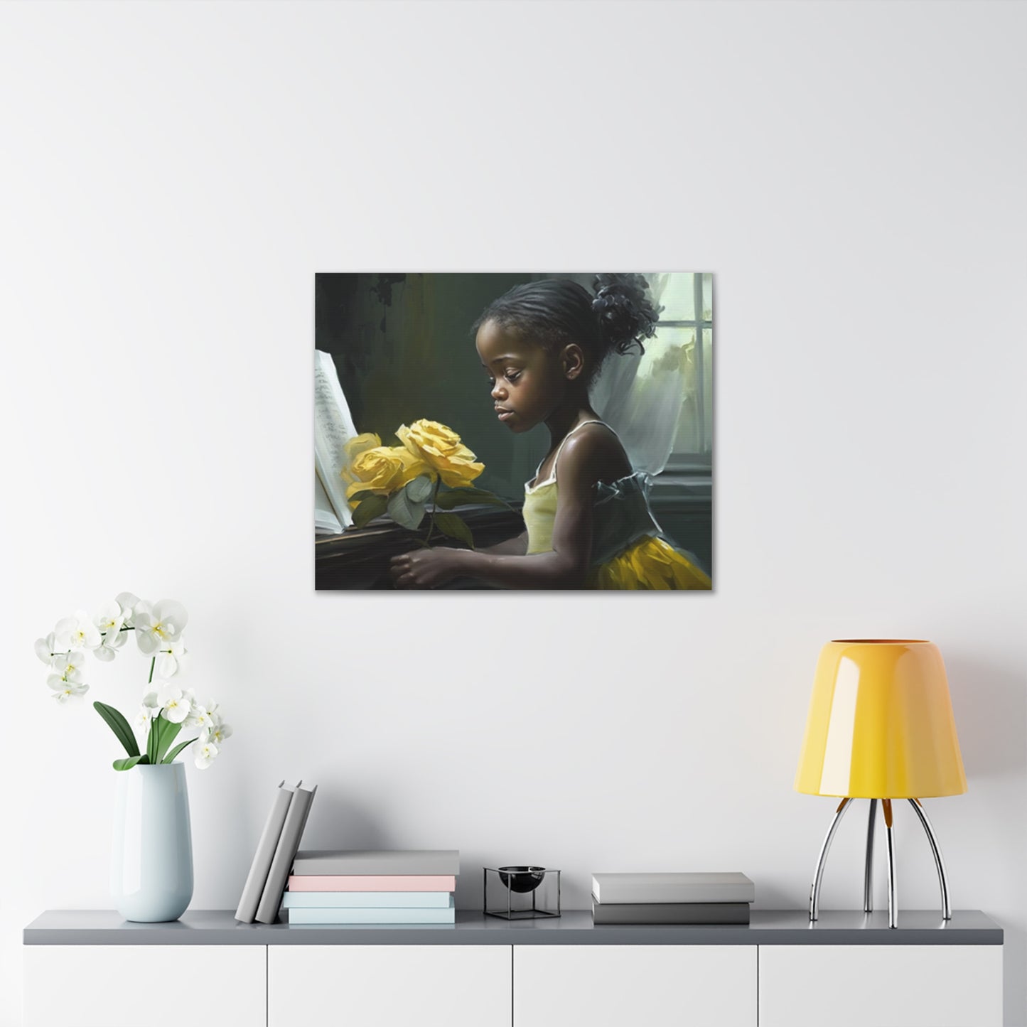 Smelling The Roses,Yellow Rose Piano Collection- Gallery Wraps