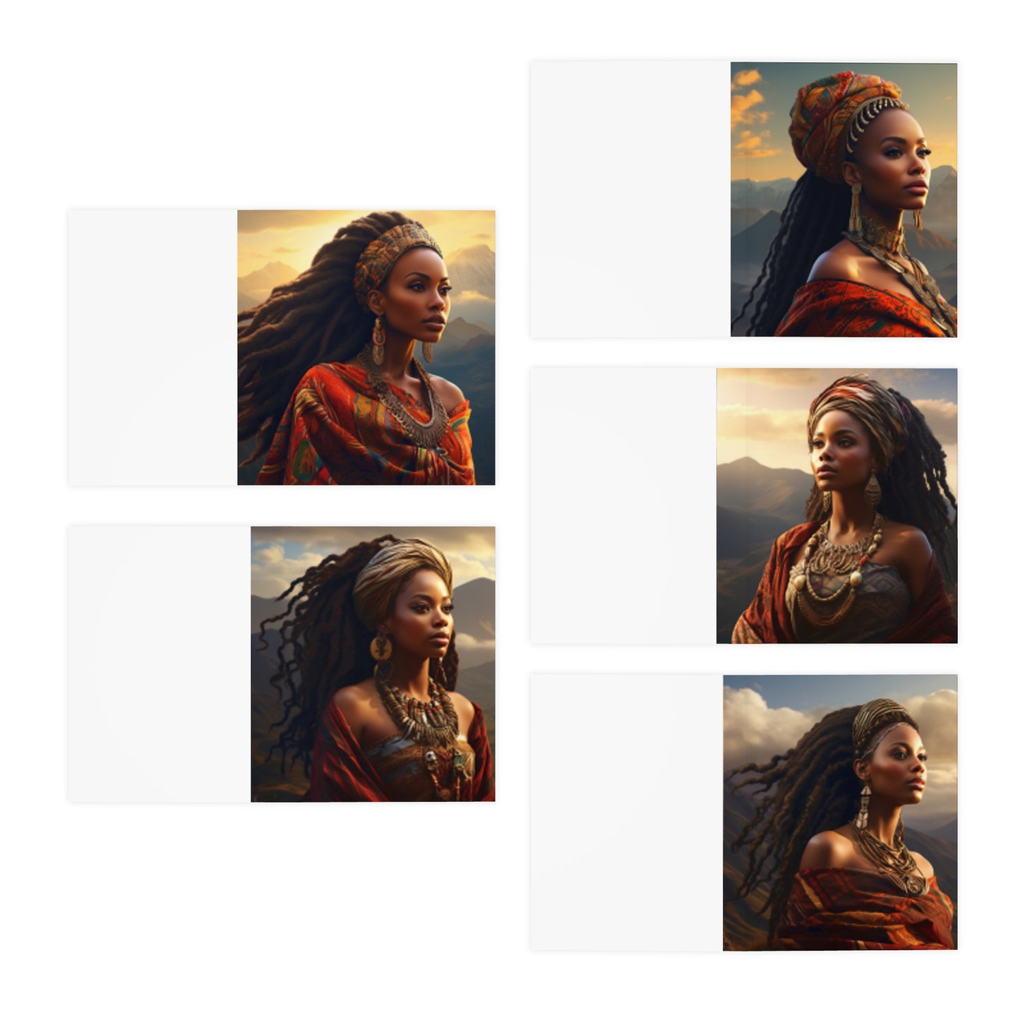 African Beauty-Design Greeting Cards (5-Pack)