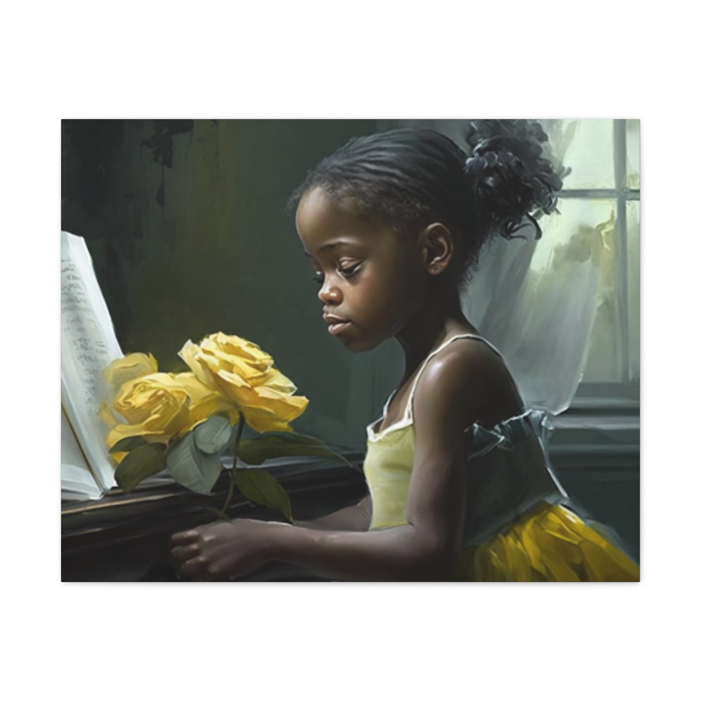 Smelling The Roses,Yellow Rose Piano Collection- Gallery Wraps