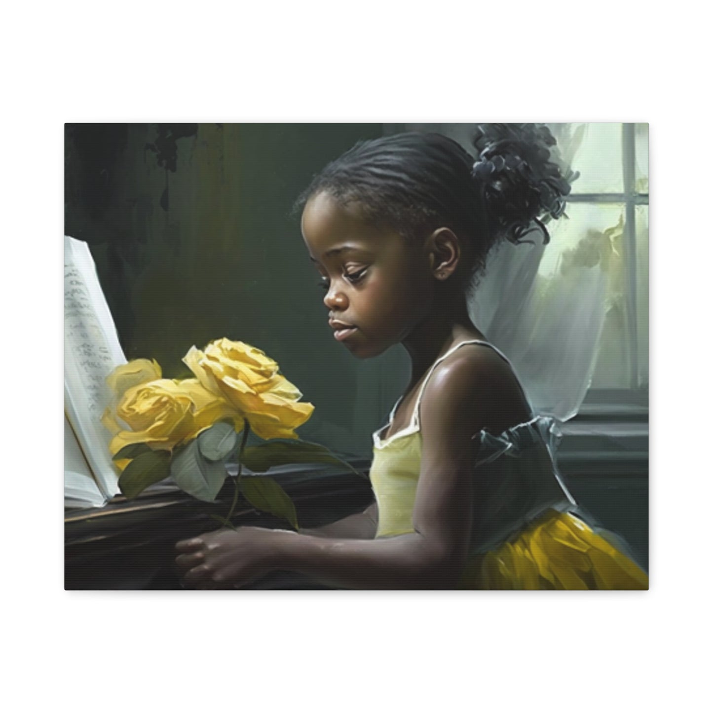 Smelling The Roses,Yellow Rose Piano Collection- Gallery Wraps