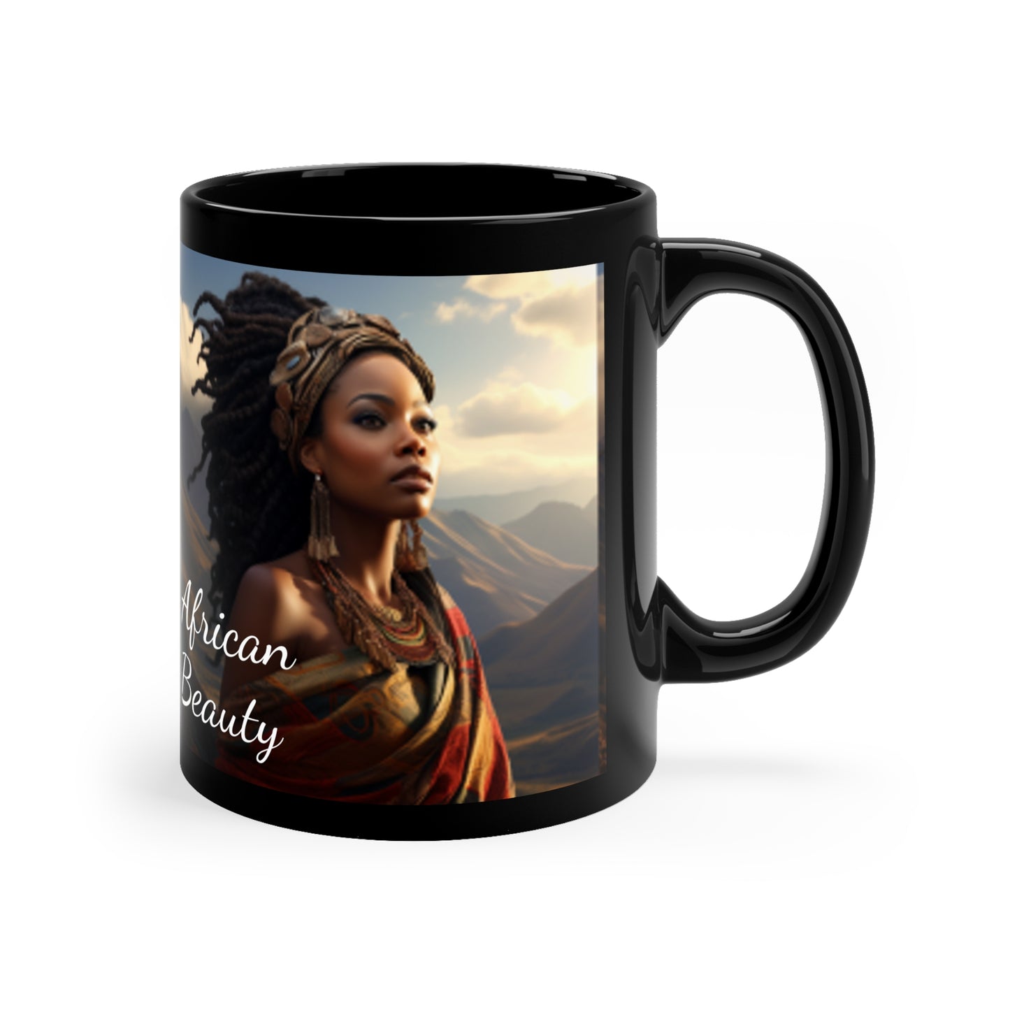 African Beauty,11oz Black Mug