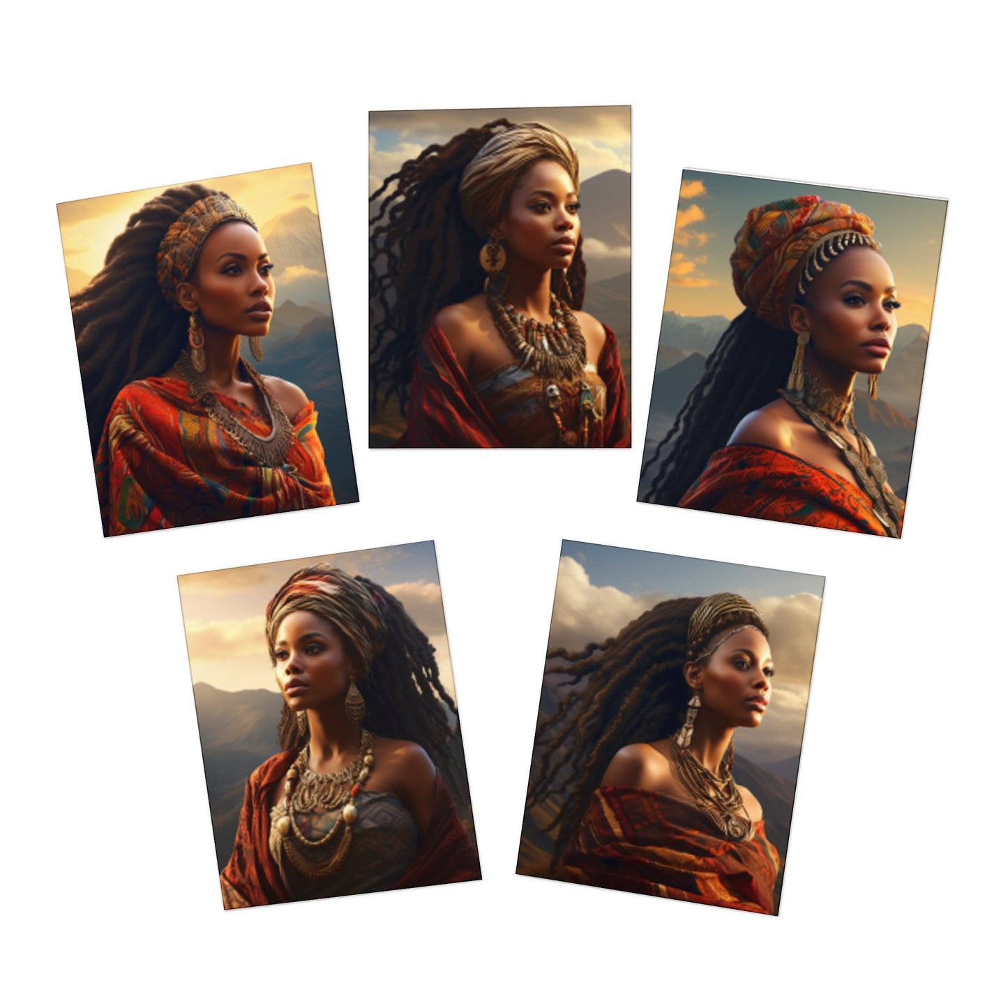 African Beauty-Design Greeting Cards (5-Pack)